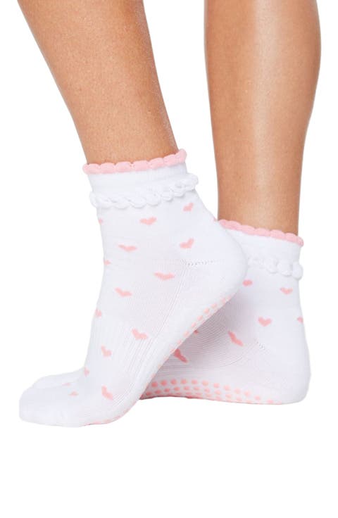 Ruffle Hearts Ankle Grip Socks