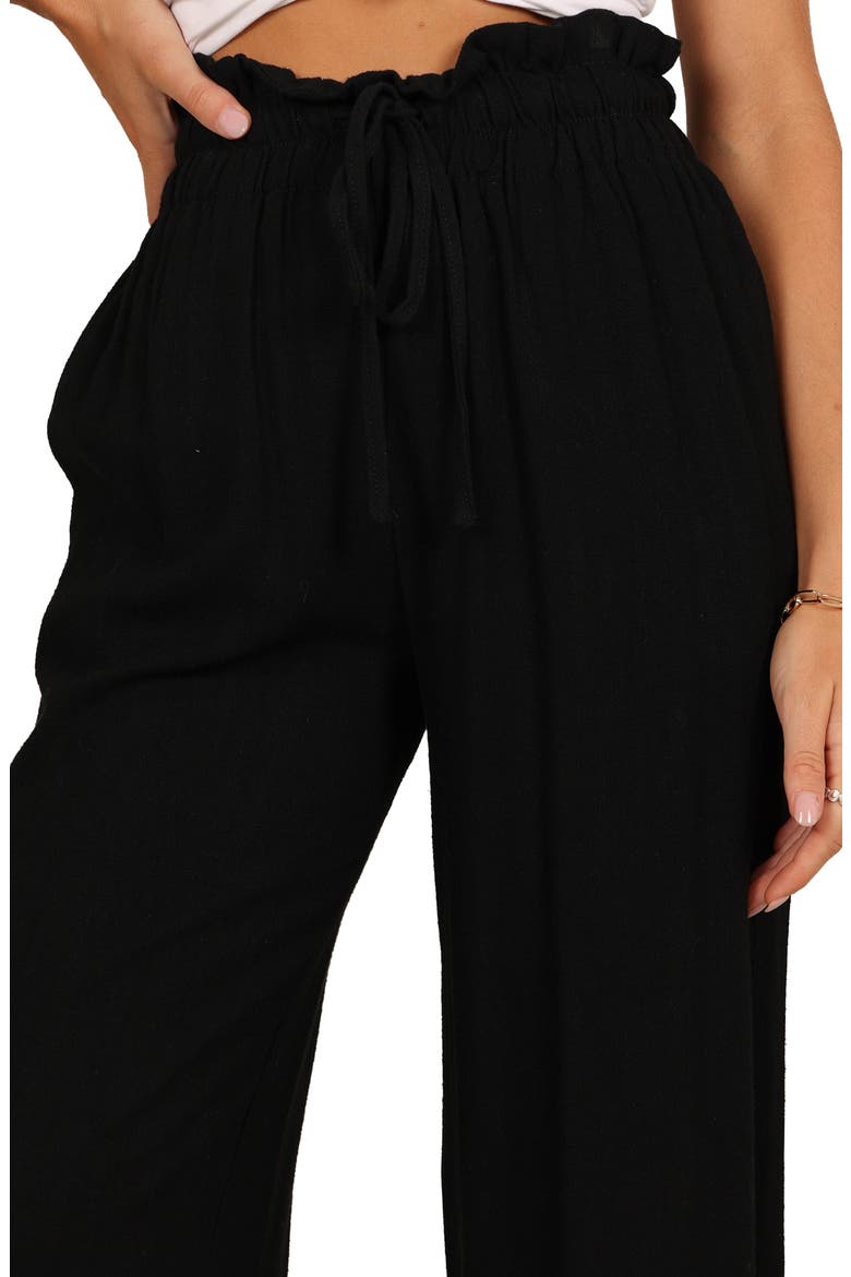 Hawthorne Linen Blend Wide Leg Crop Pants, Alternate, color, BLACK