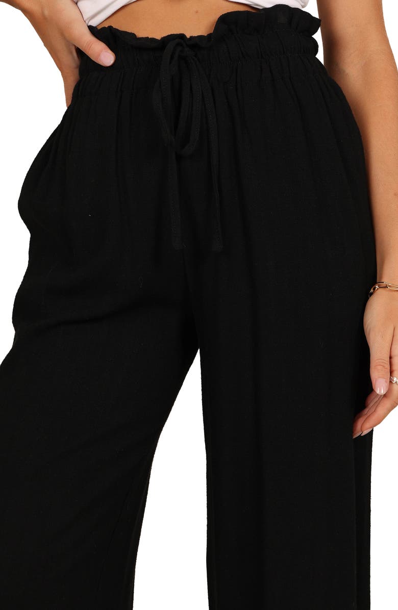 Petal & Pup Hawthorne Linen Blend Wide Leg Crop Pants, Alternate, color, Black