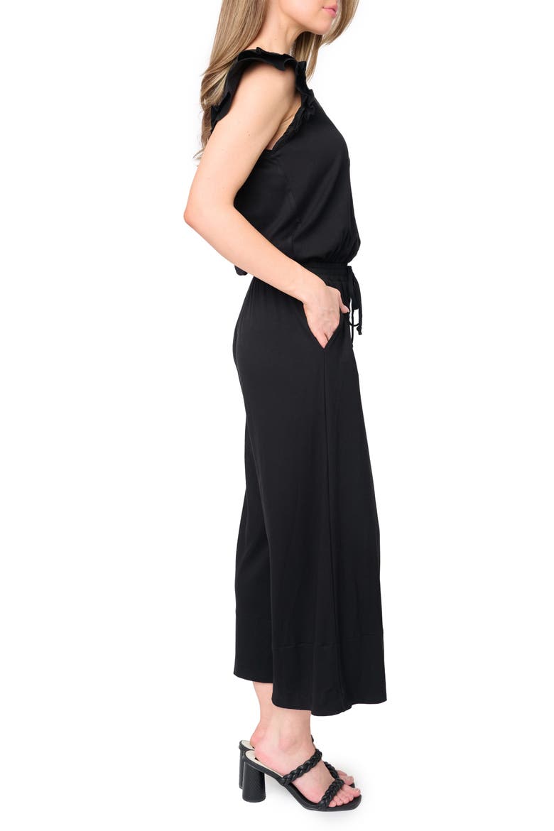Essential Luxe Crop Wide Leg Jumpsuit, Alternate, color, BLACK