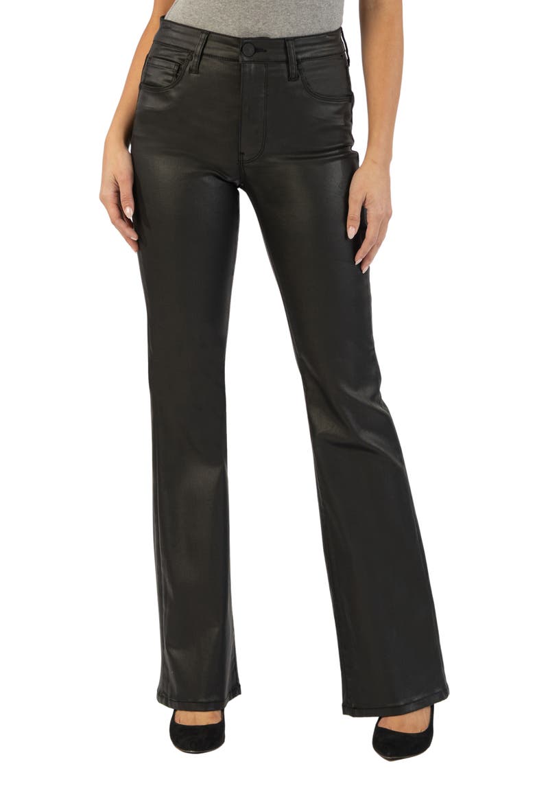 Ana Fab Ab Coated High Waist Flare Jeans, Main, color, BLACK