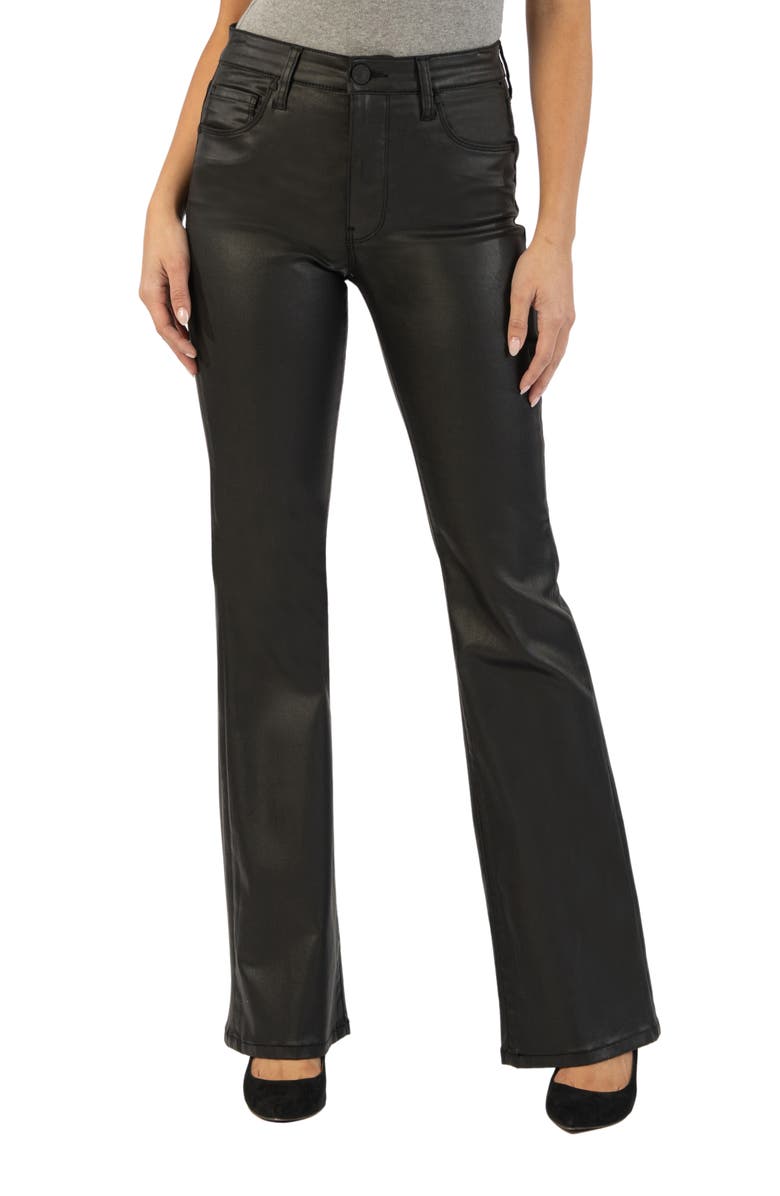 KUT from the Kloth Ana Fab Ab Coated High Waist Flare Jeans, Main, color, Black