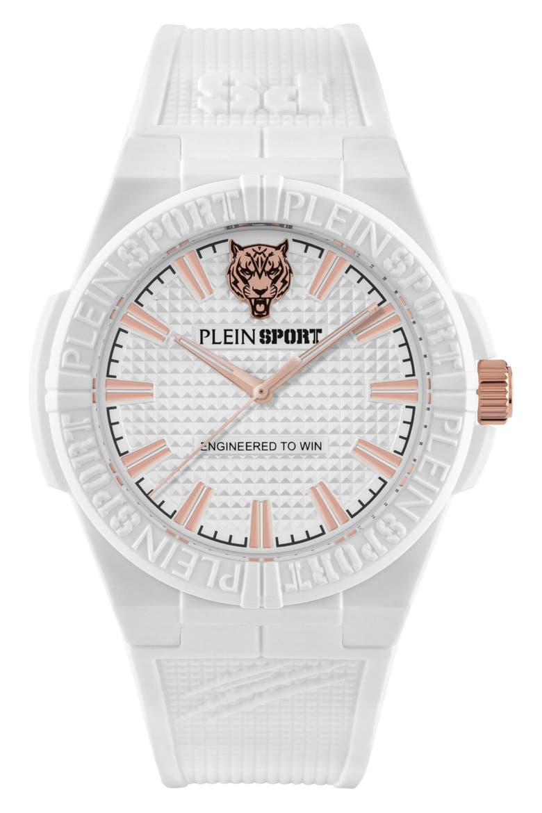 Laserstrike Nylon Strap Watch, 42mm, Main, color, WHITE