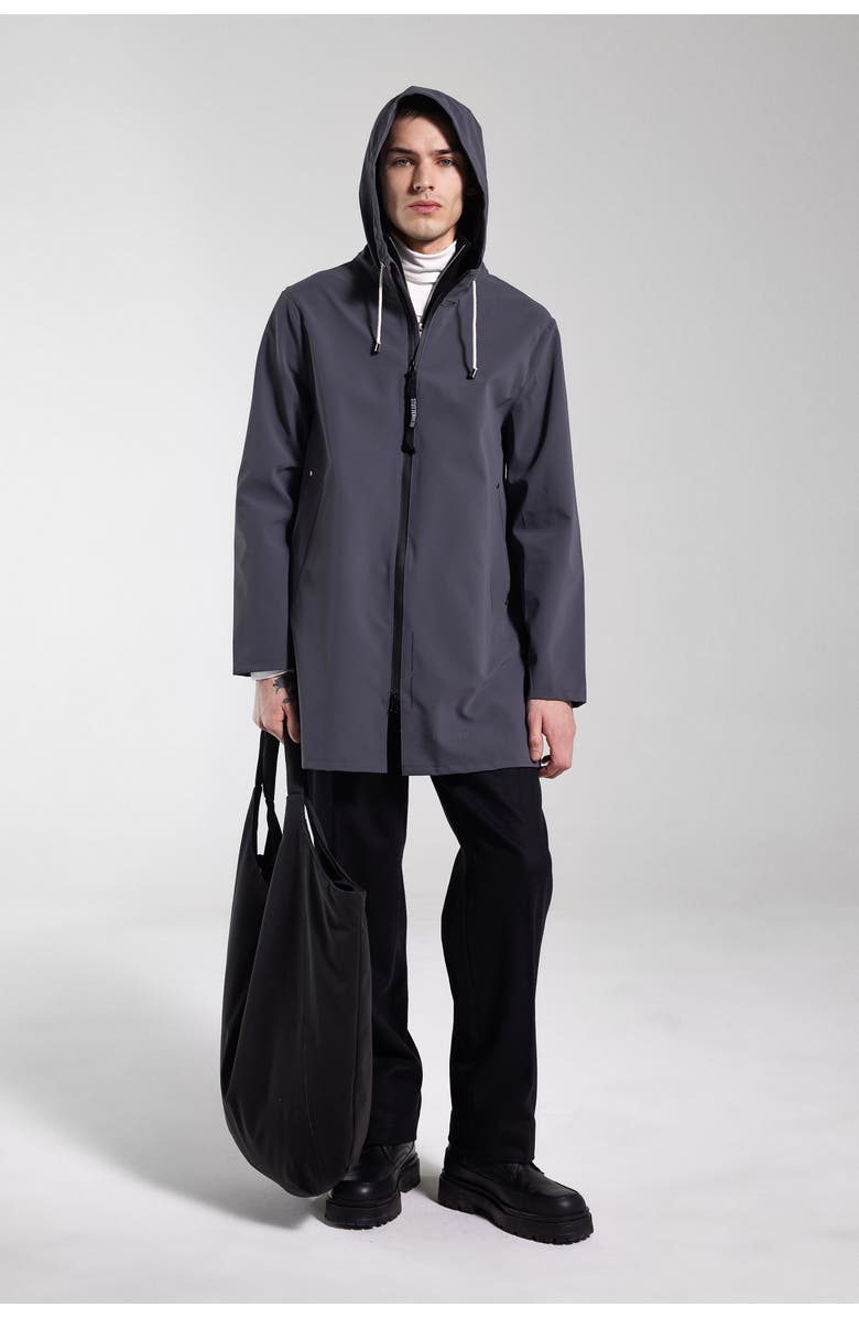 Stutterheim Stockholm Lightweight Zip Matte Raincoat, Alternate, color, Metal