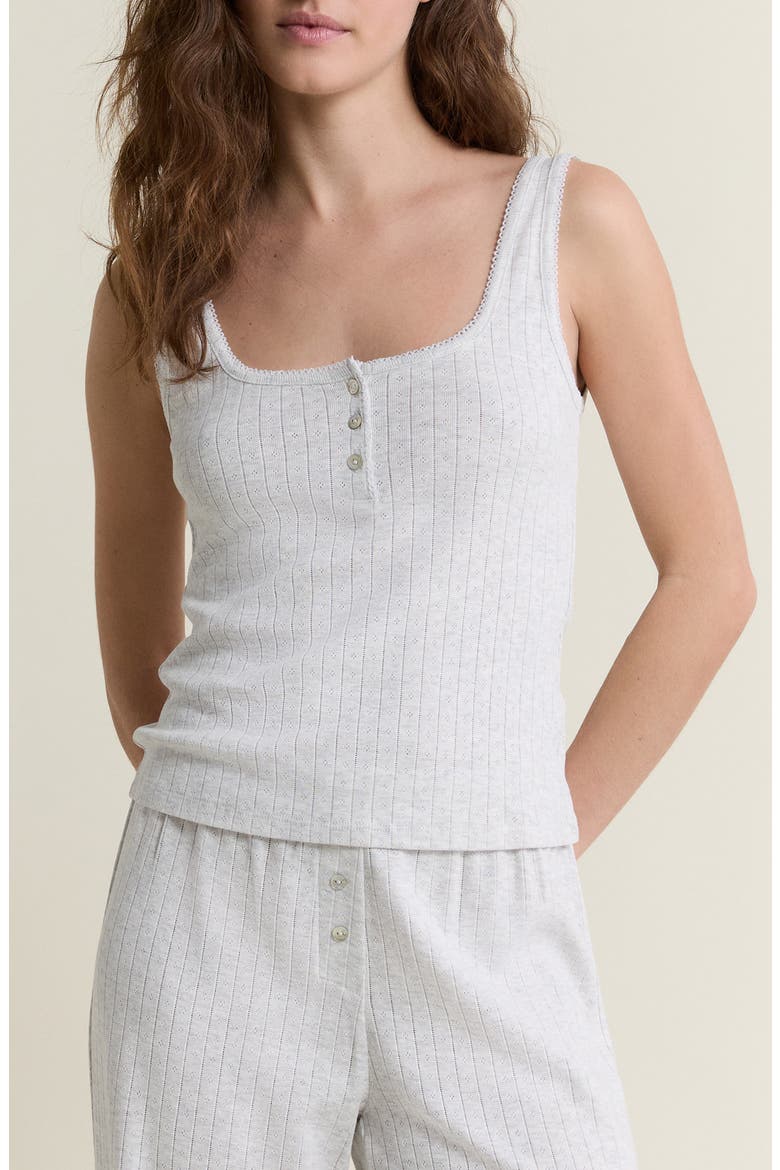 Katell Pointelle Cotton Pajama Tank, Main, color, GREY