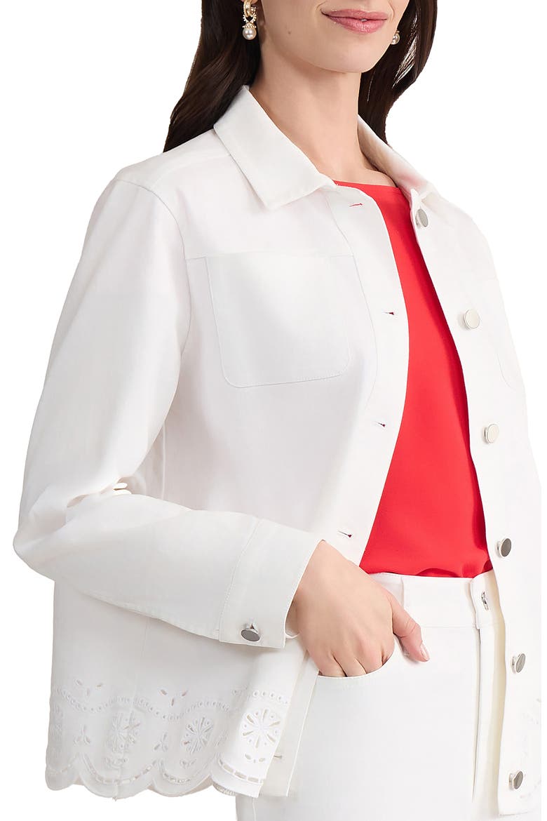 Eyelet Embroidered Trim Shirt Jacket, Alternate, color, SOFT WHITE