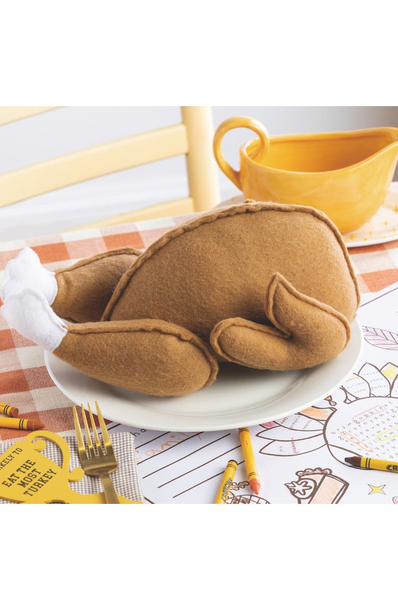 Transpac Plush Turkey Decor - Soft White Animal Figurine for Fall, Alternate, color, White