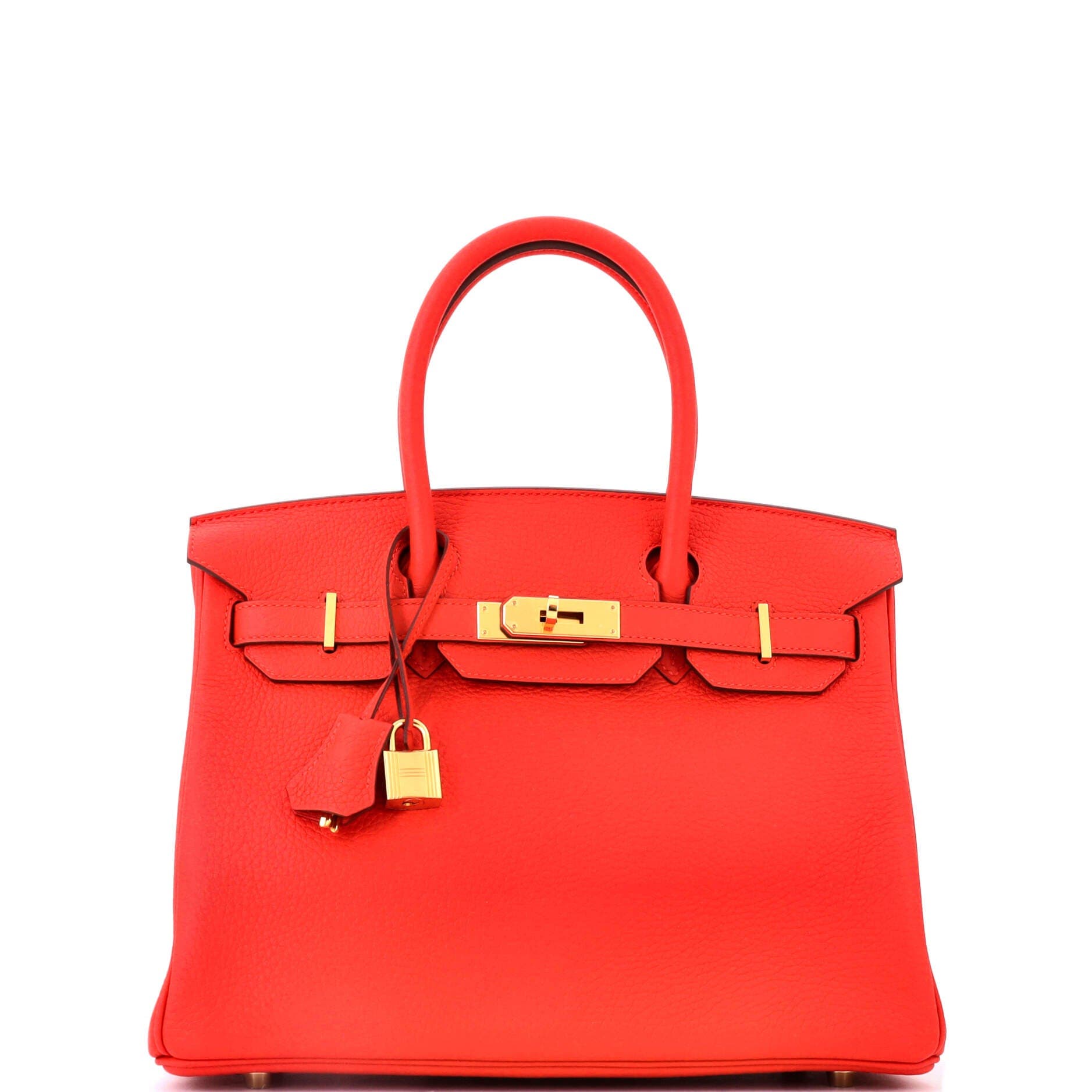 Birkin Handbag Red Clemence with Gold Hardware 30, Main, color, Red