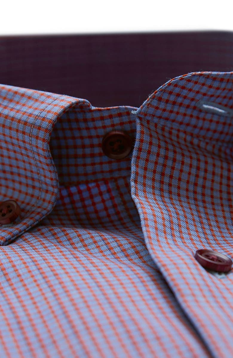 David Donahue Fusion Trim Fit Stretch Check Dress Shirt, Alternate, color,