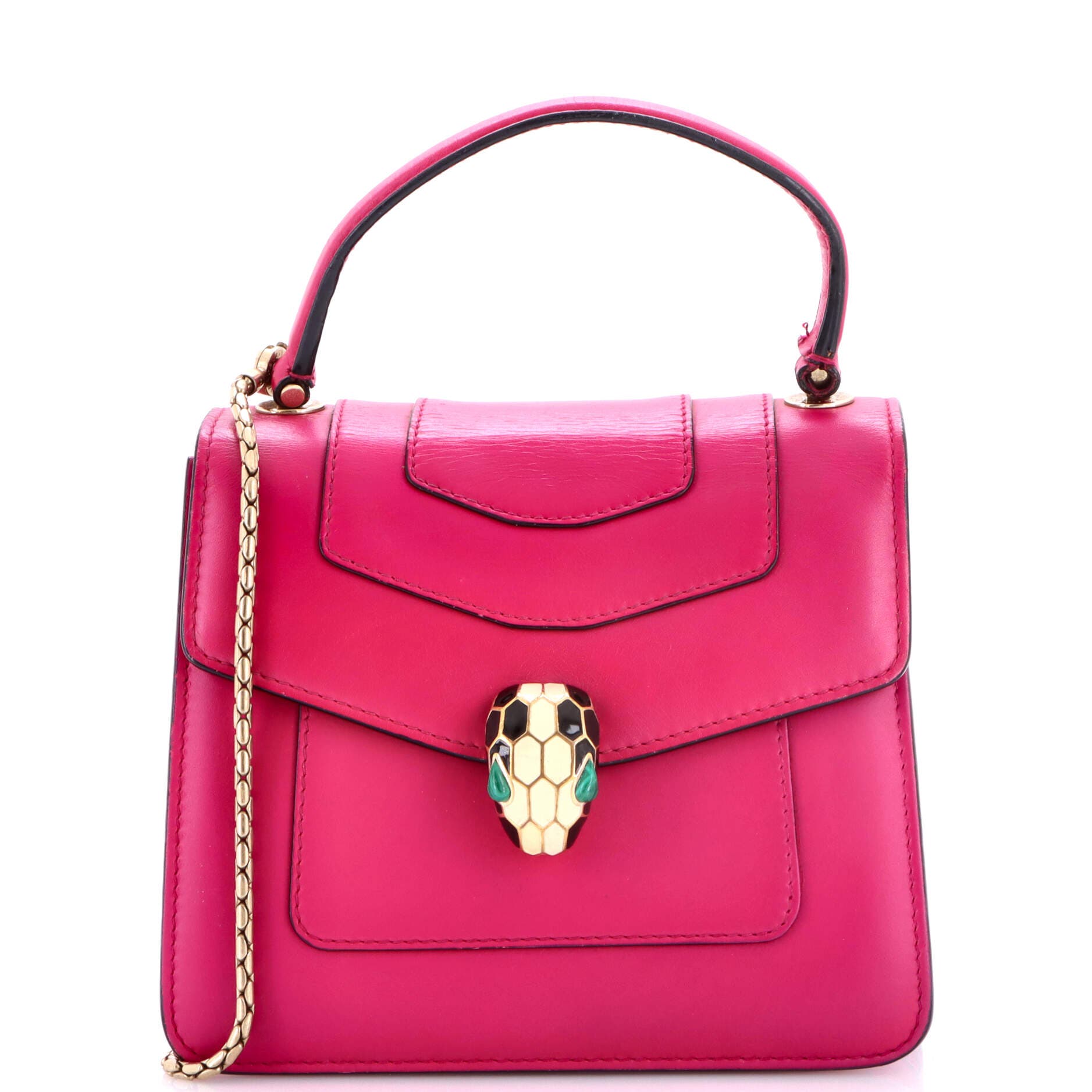 Serpenti Forever Top Handle Bag Leather Medium, Main, color, Pink