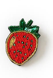 Matr Boomie Bala Mani Beaded Strawberry Brooch Pin