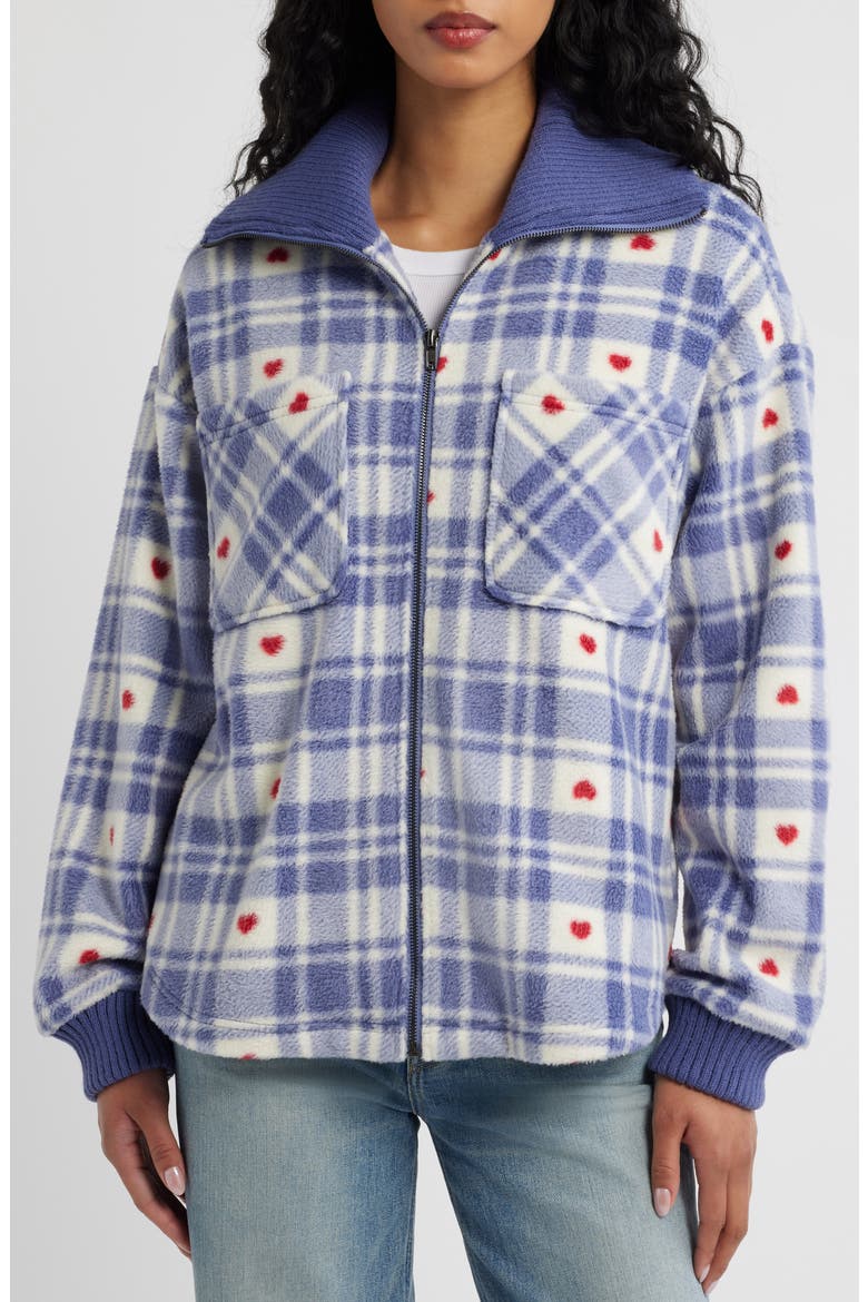 Plaid Fleece Jacket, Alternate, color, BLUE HEART PLAID