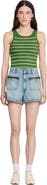 SANDRO Denim Shorts With Leather Detail