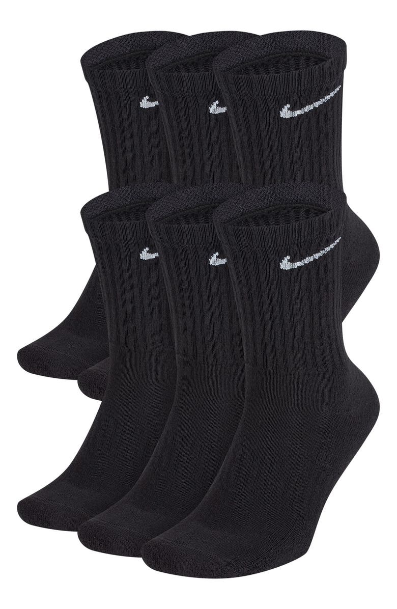 Nike Everyday Crush Crew Socks - Pack of 6, Alternate, color, 010 Black/White