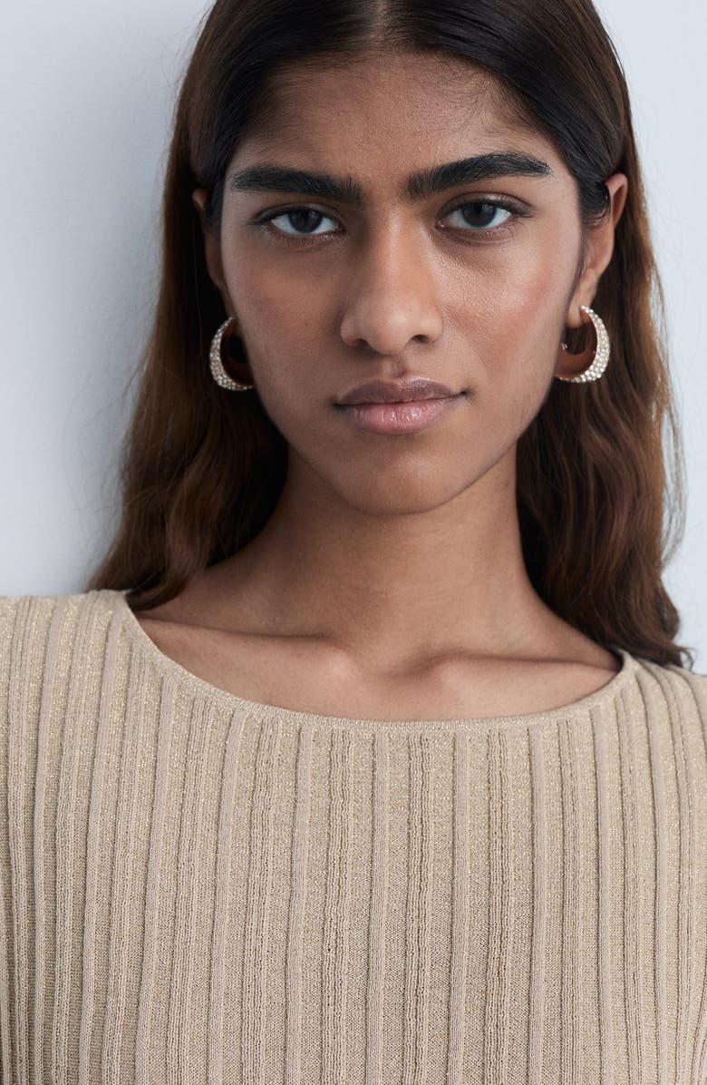 MANGO Metallic Rib Sweater Dress, Alternate, color,