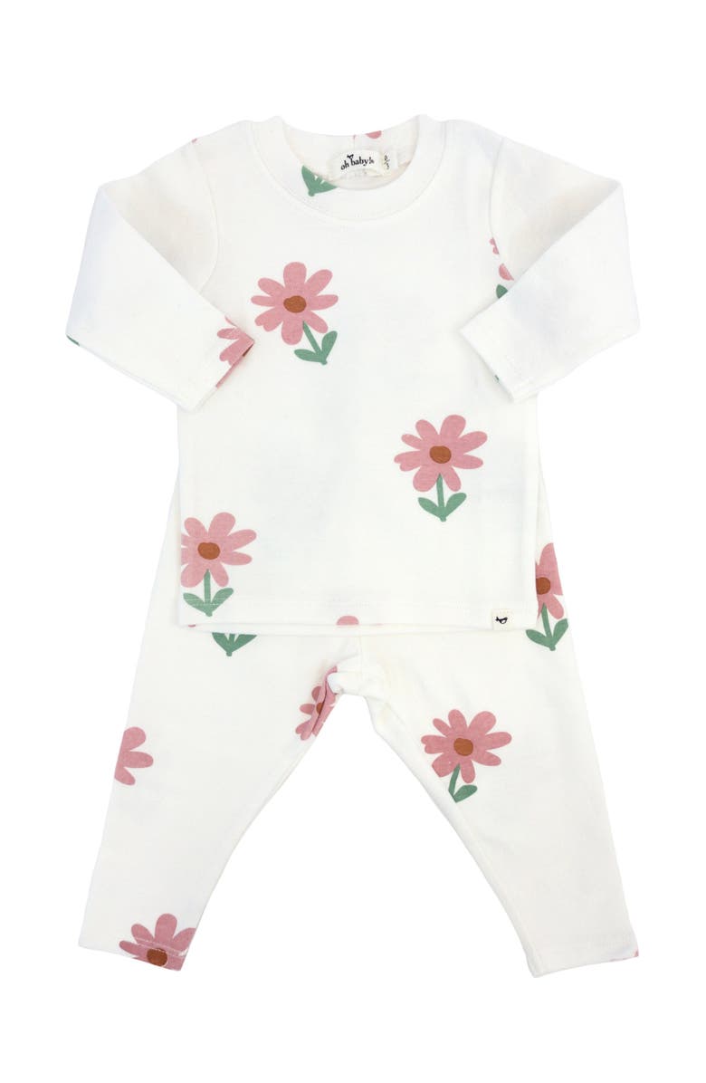 oh baby! Picking Daisies Print Two Piece Set, Alternate, color, Cream