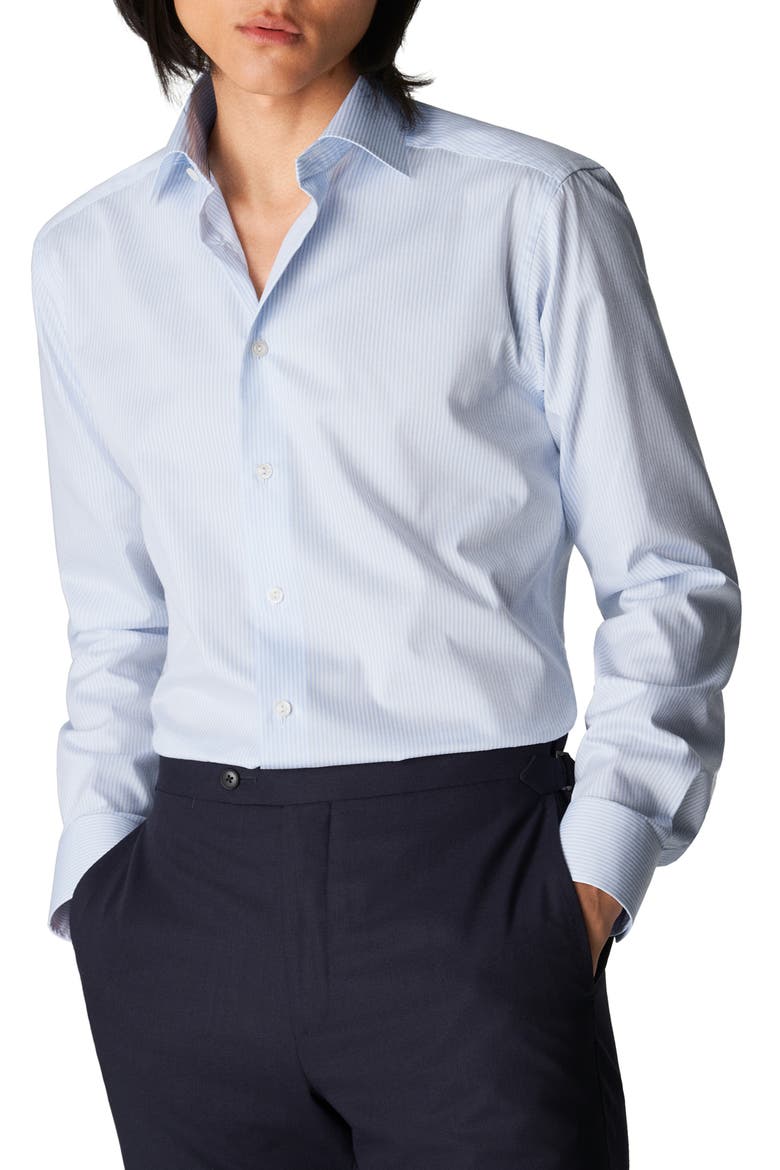 Contemporary Fit Stripe Dress Shirt, Main, color, BLUE