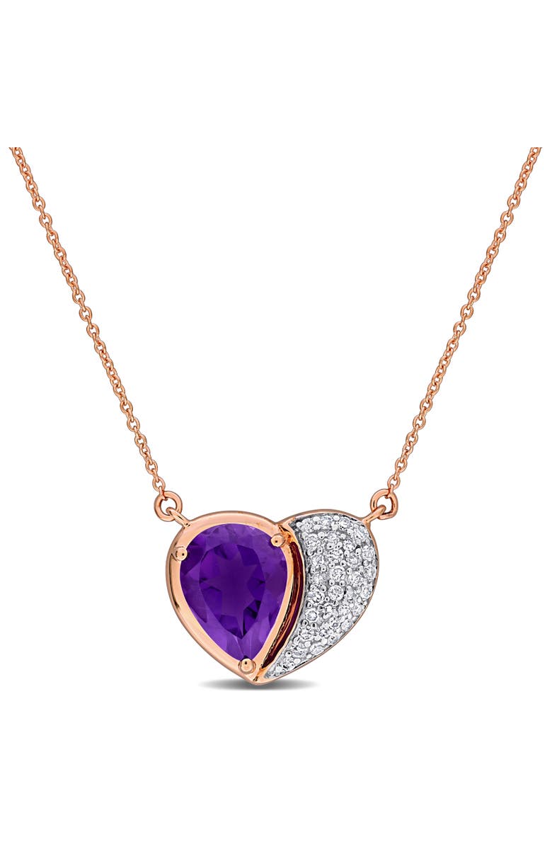 Julianna B. Gemstone & Diamond Heart Necklace 10K, Main, color, Amethyst/Rose Gold