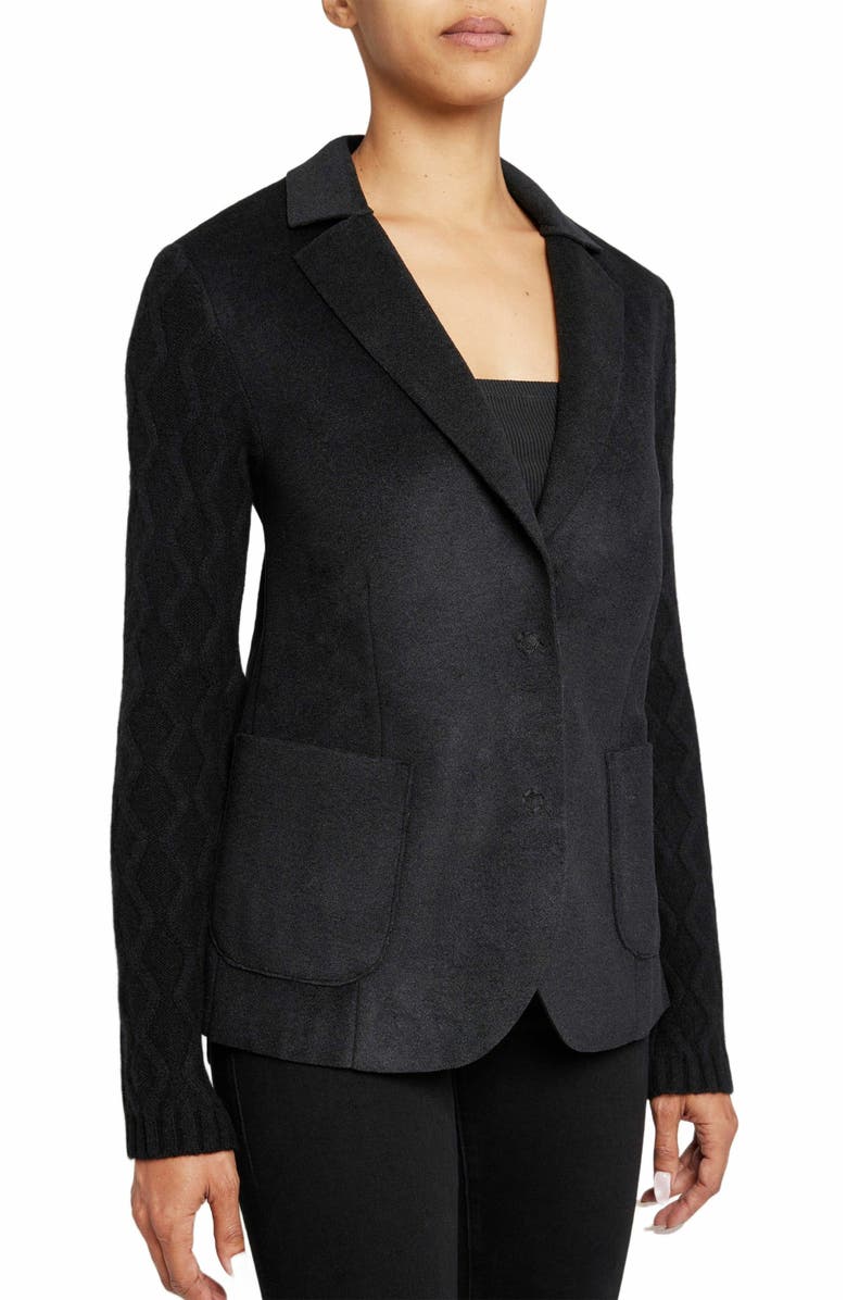 Santorelli COLEY Relaxed Fit Jacket with Wool Cashmere Knit Sleeves, Main, color, Black