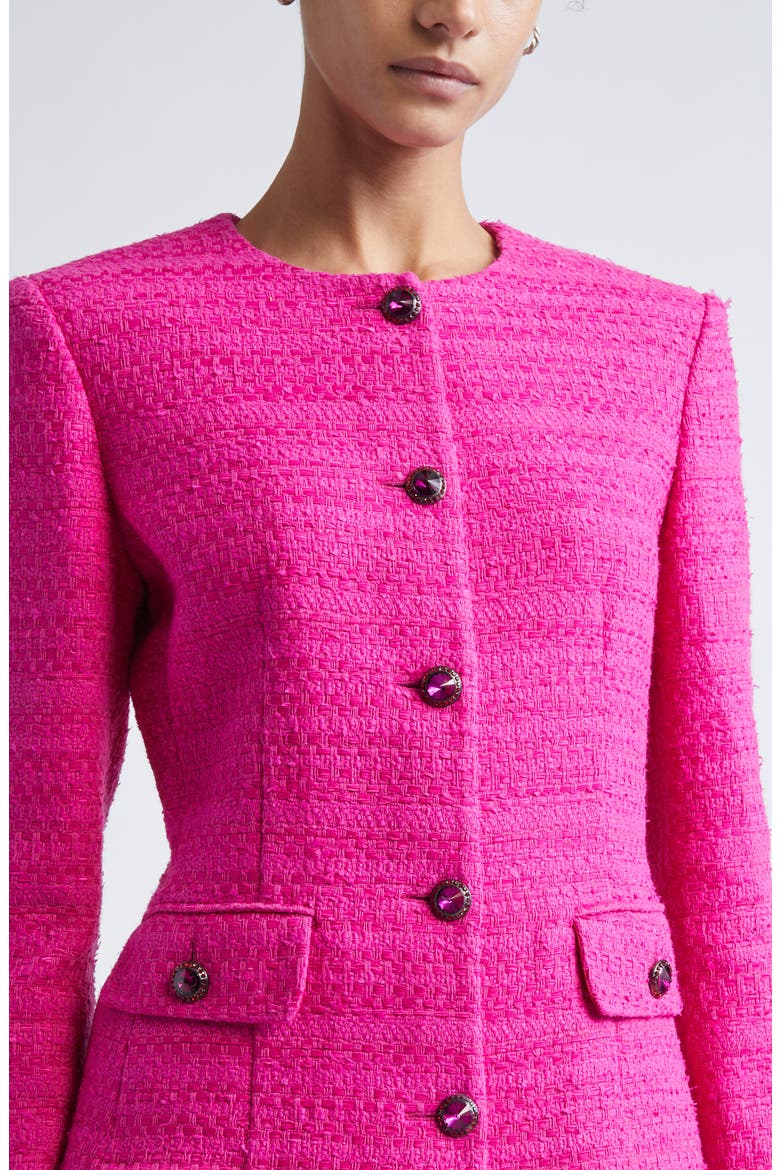 Cotton Blend Tweed Jacket, Alternate, color, HOT PINK