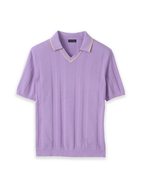 Cotton Crochet V-neck Polo