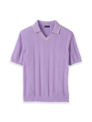 Paul Fredrick Cotton Crochet V-neck Polo