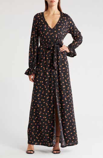 GO COUTURE Ruffle Cuff Long Sleeve Maxi Dress