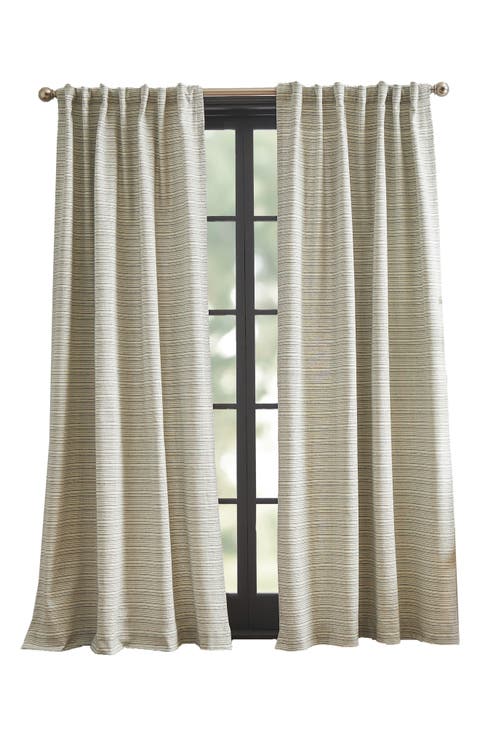 Stream Set of 2 Stripe Cotton Curtain Panels