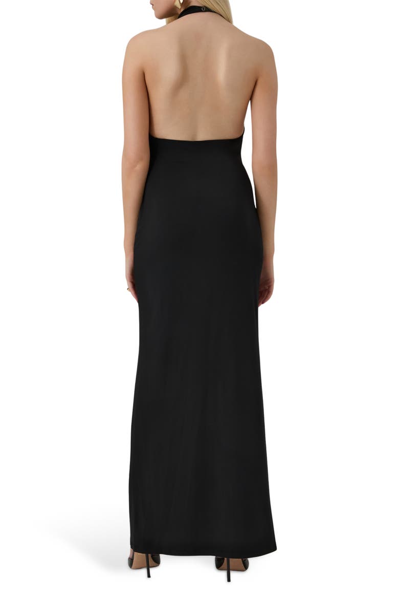 Harley Halter Cowl Neck Maxi Dress, Alternate, color, JBLACK-BLACK
