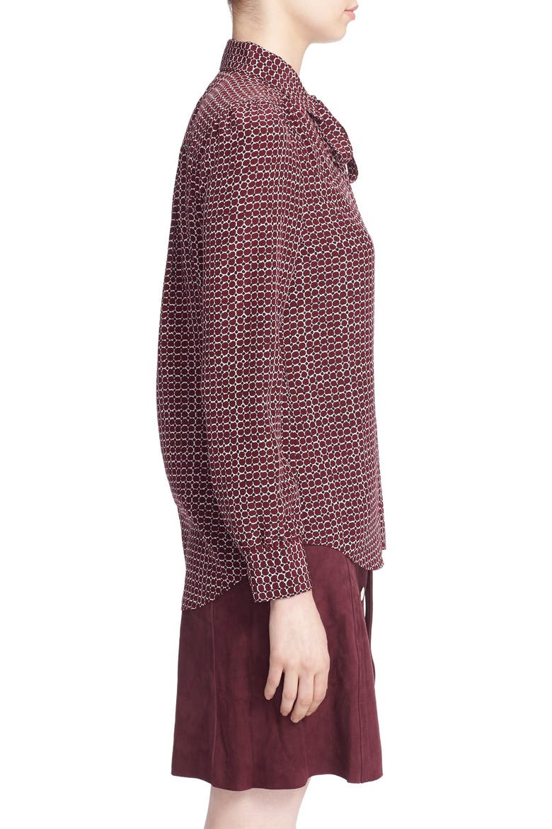 'parker dot' print silk bow blouse, Alternate, color, MIDNIGHT WINE