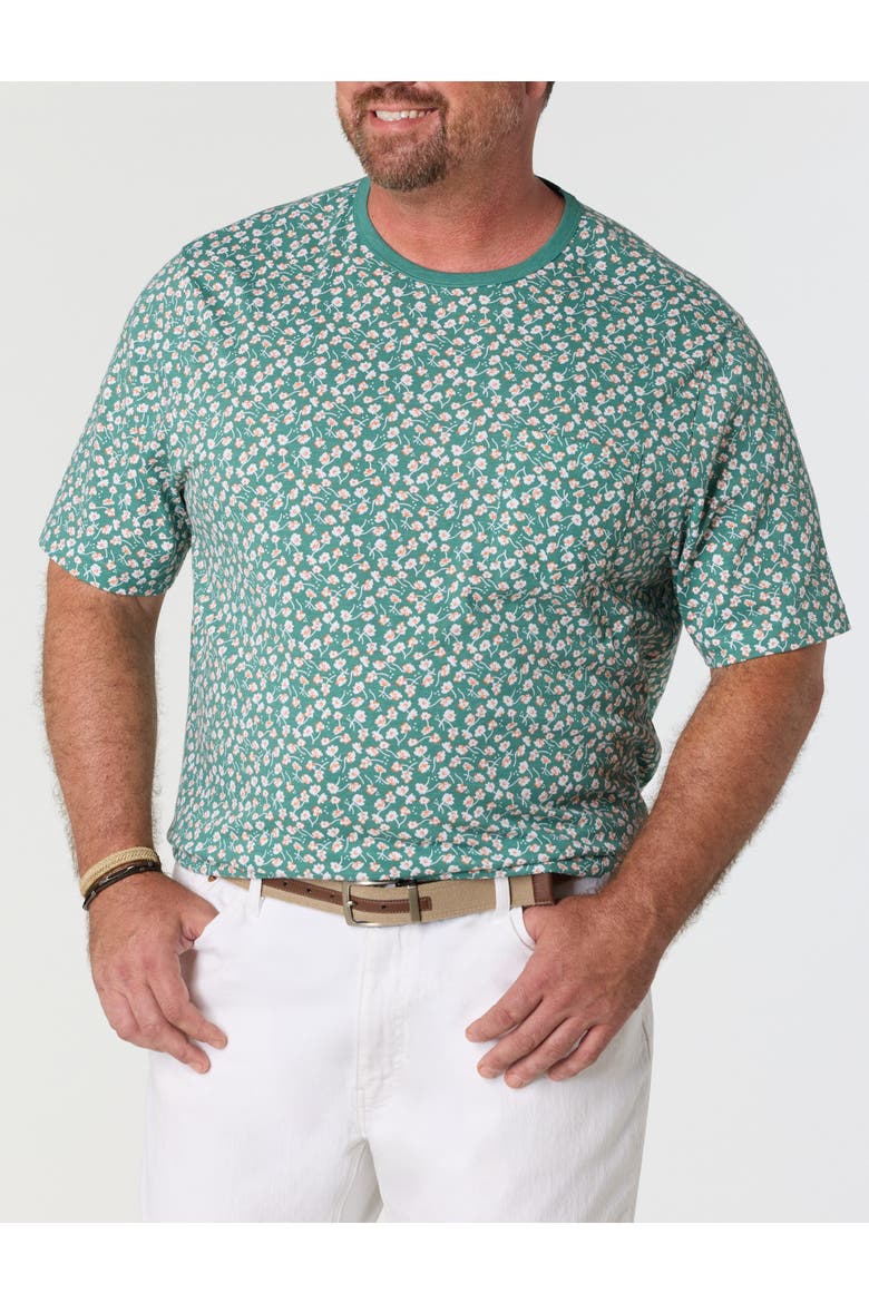 Big & Tall Floral Print Moisture-Wicking Pocket T-Shirt V2, Main, color, DEEP SEA MULTI