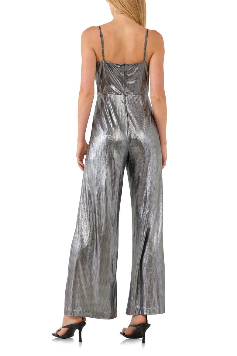 Cowl Neck Metallic Jumpsuit, Alternate, color, DARK SILVER