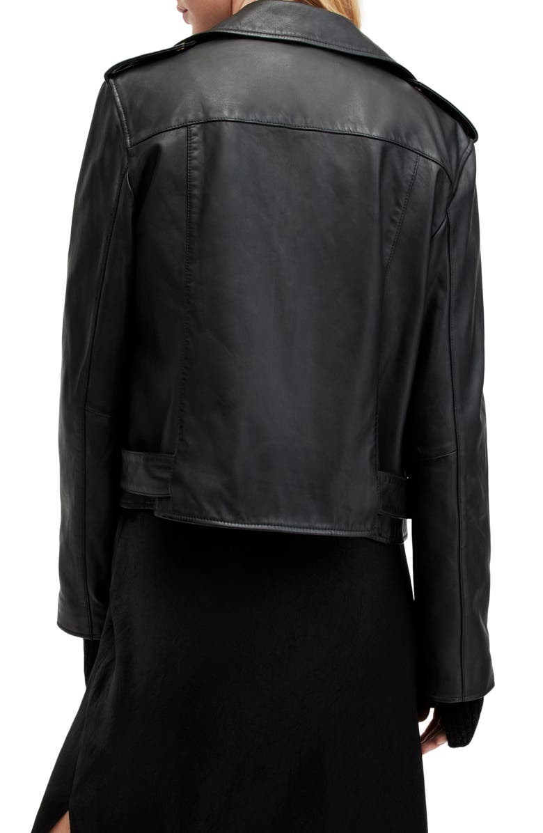 AllSaints Balfern Belted Leather Biker Jacket, Alternate, color, 