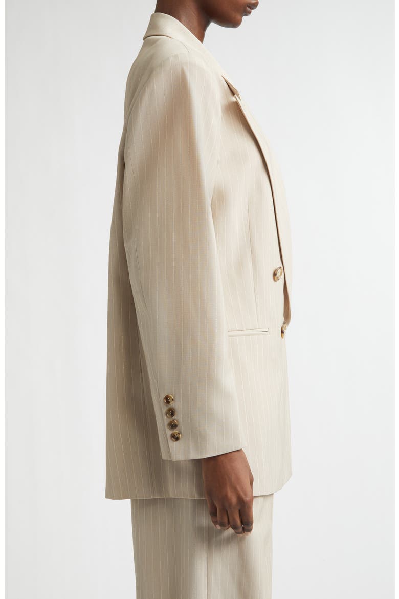 Shimmer Pinstripe Double Breasted Jacket, Alternate, color, SAND