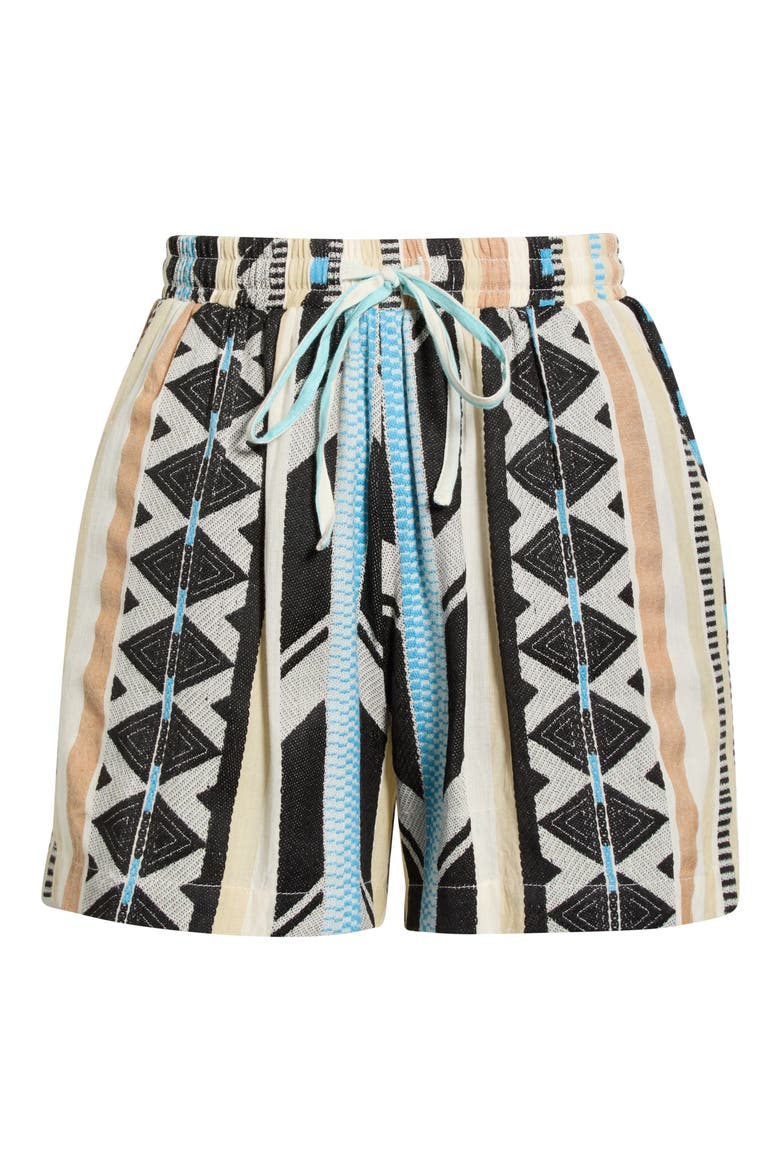 Cotton Blend Cover-Up Drawstring Shorts, Alternate, color, NEUTRAL AZTEC