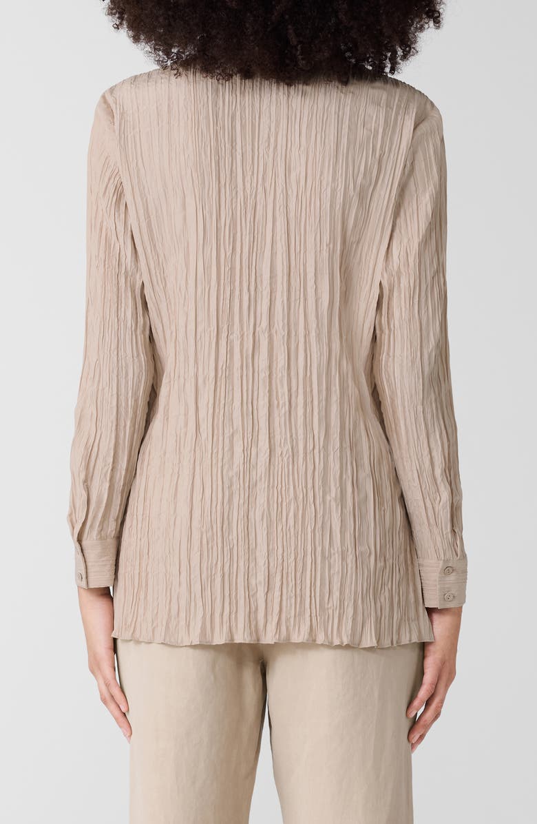 Eileen Fisher Plissé Silk Tunic Shirt, Alternate, color, Wheat