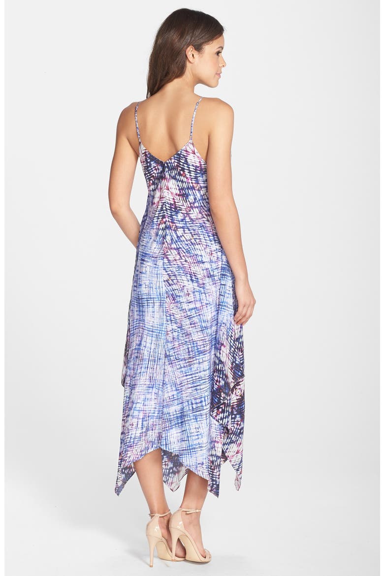 Print Silk Crepe Handkerchief Hem Maxi Dress, Alternate, color, BLUE MULTI