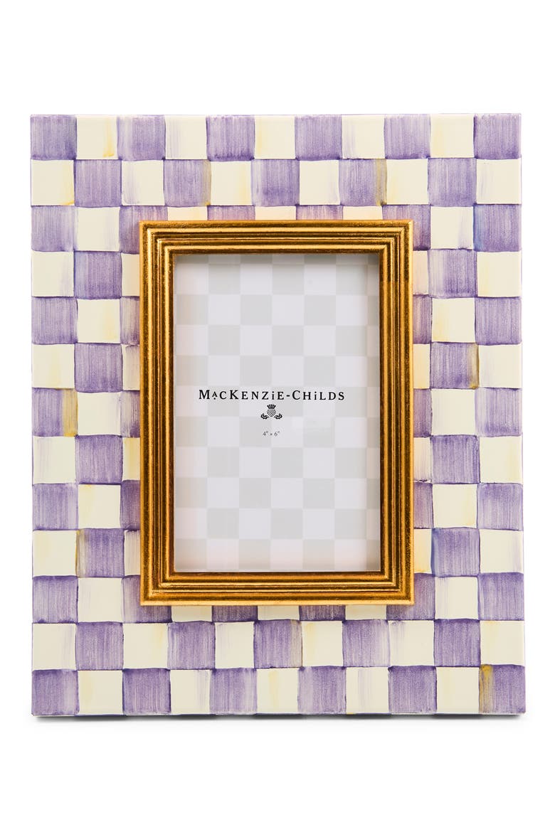 Violet Check 4" x 6" Picture Frame, Main, color, PURPLE