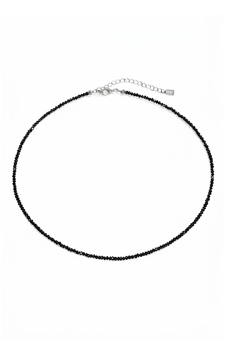 Black Spinel Beaded Necklace, Main, color, BLACK/ SILVER