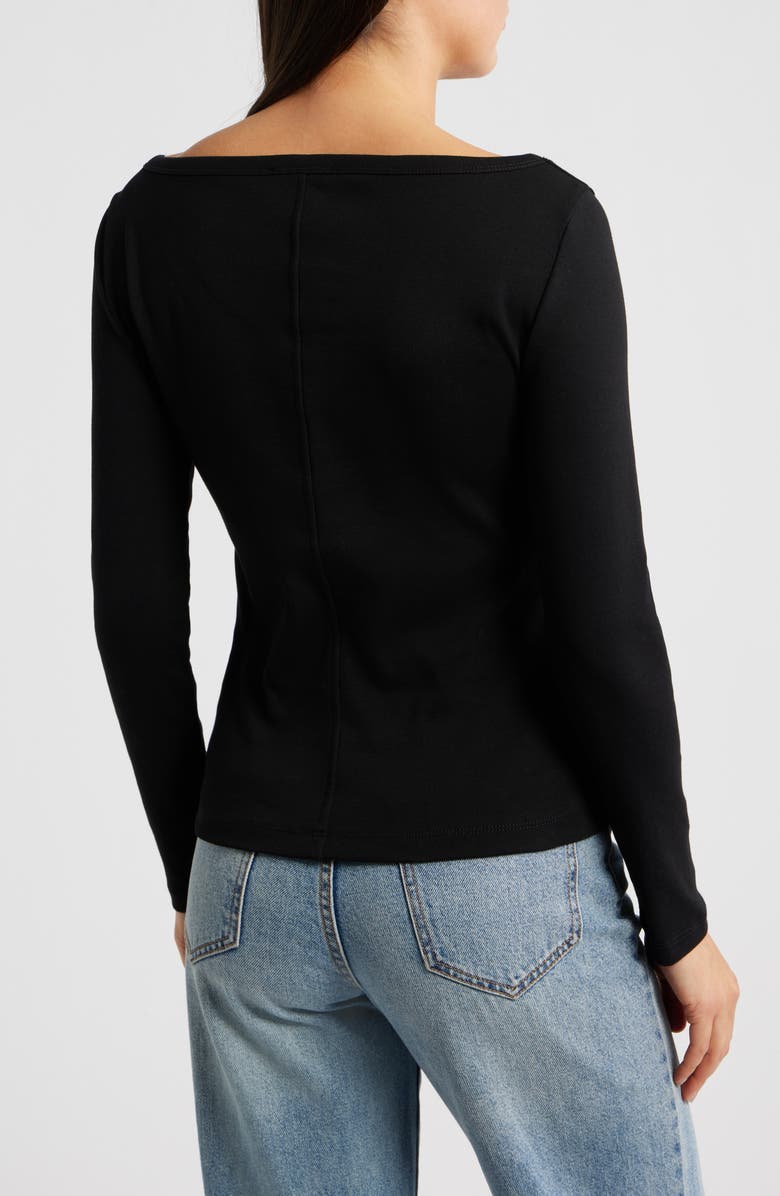 Madewell The '90s Compact Cotton Boatneck T-Shirt, Alternate, color, Jet Black