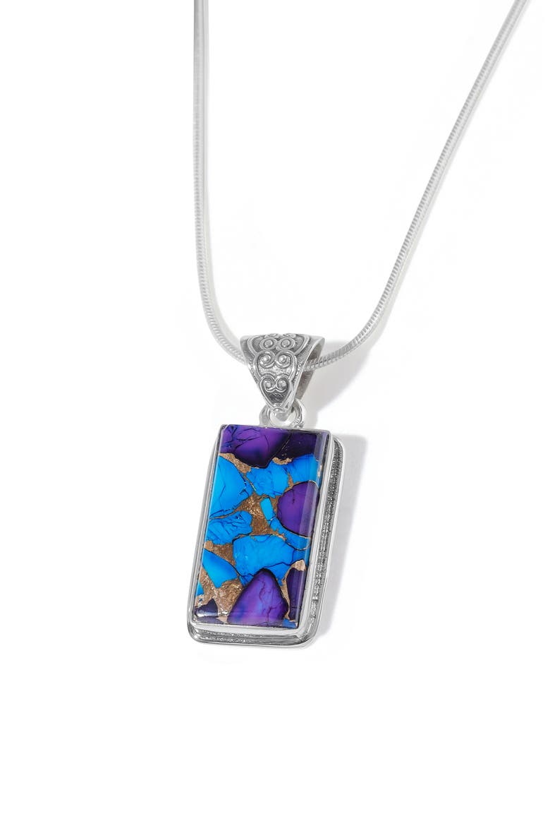Semiprecious Stone Pendant Necklace, Alternate, color, BLUE