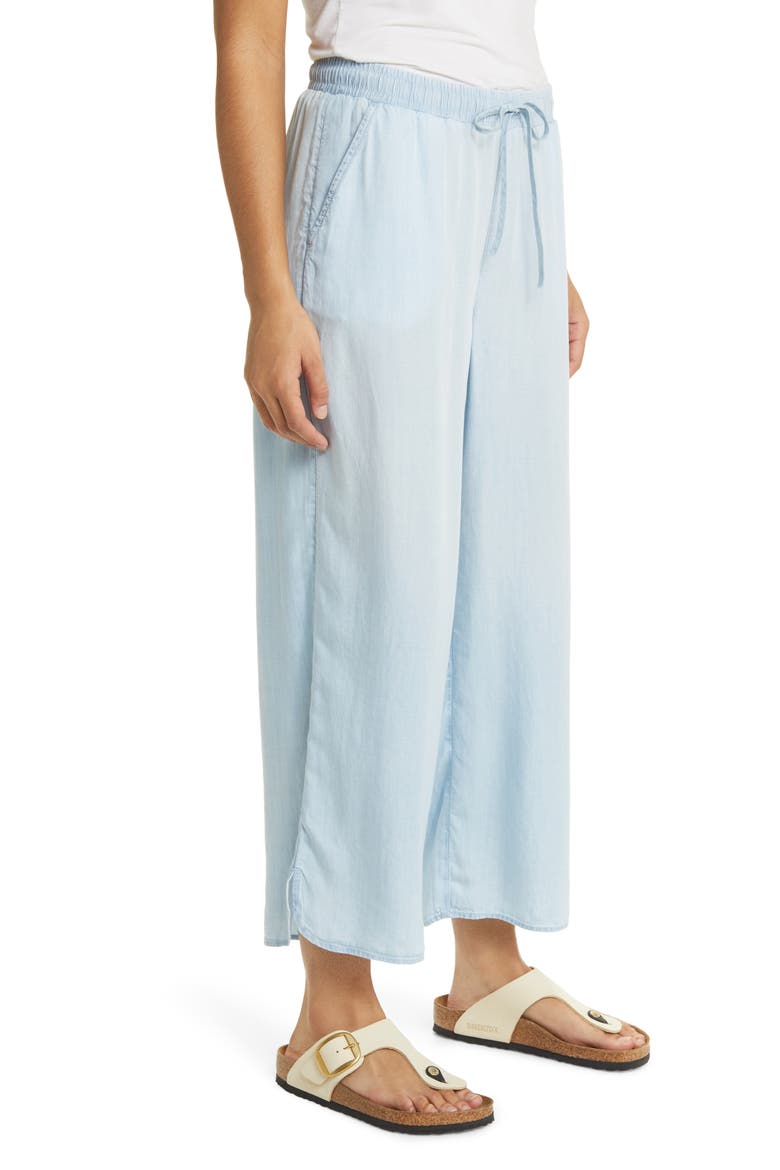 Dolphin Hem Wide Leg Chambray Pants, Alternate, color, ICE WASH