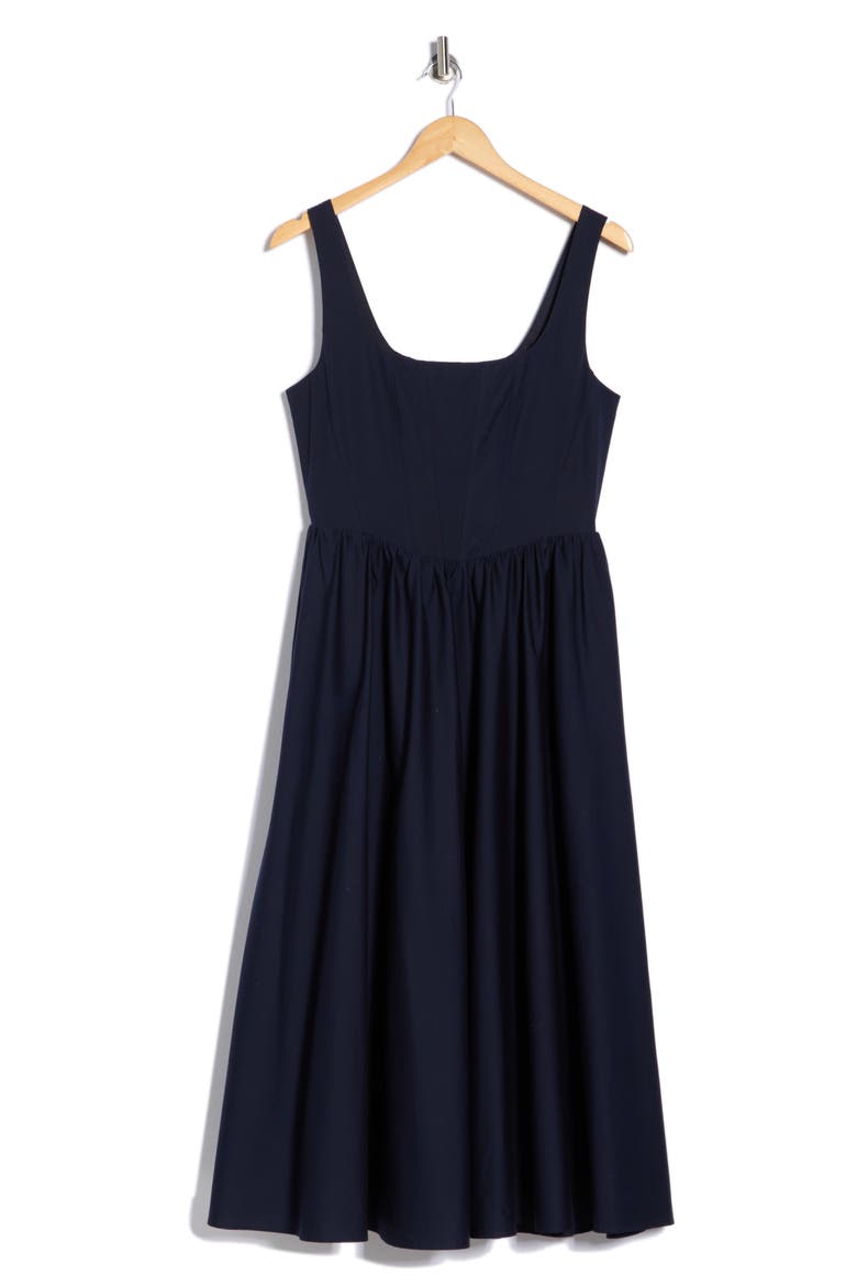 Corset Midi Dress, Alternate, color, NAVY