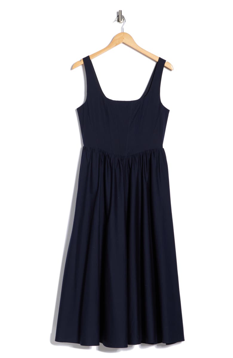 WAYF Corset Midi Dress, Main, color, Navy