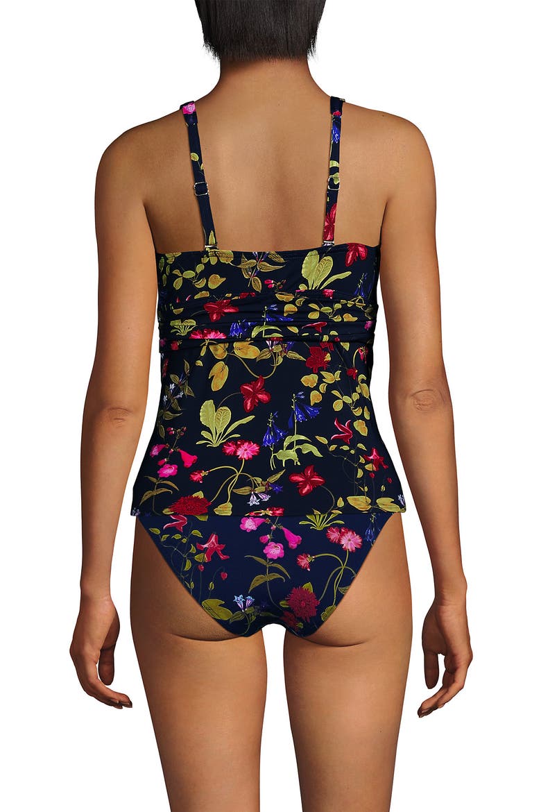 Chlorine Resistant Plunge X-Back Tankini Swimsuit Top, Alternate, color, Deep Sea Multi Garden Floral