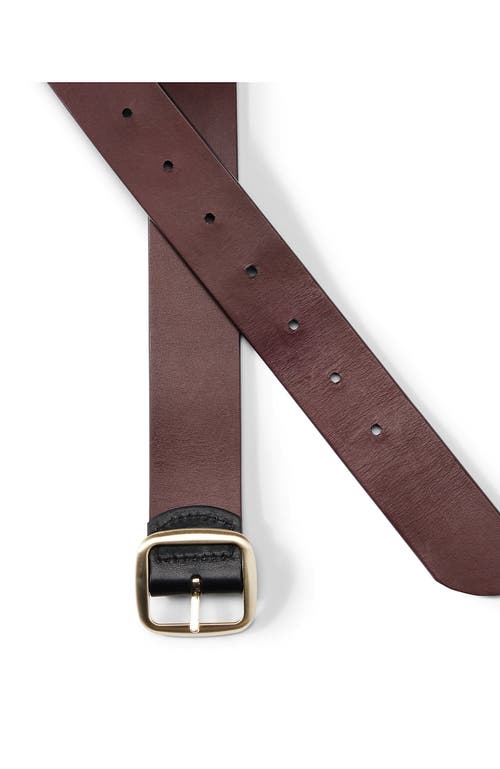 Lands' End Plus Size Reversible Denim Belt In Black/dark Brown