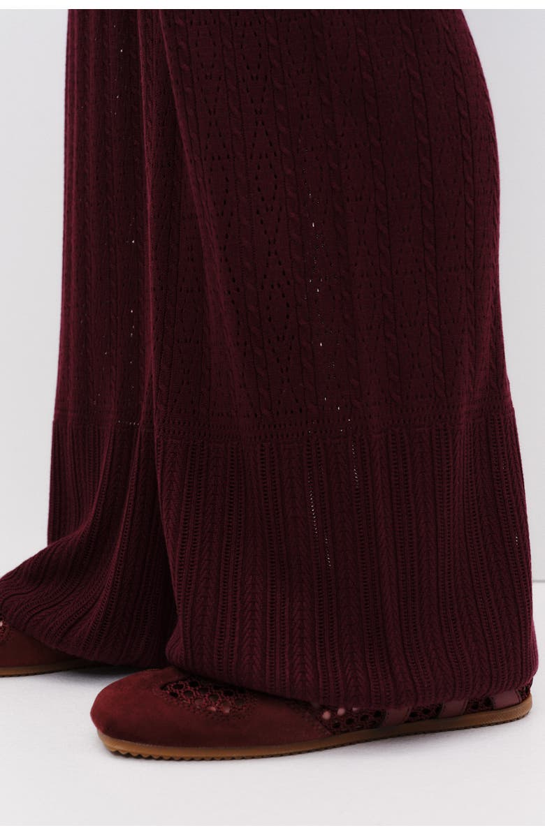 H&M Pointelle-knit Trousers, Alternate, color, Burgundy