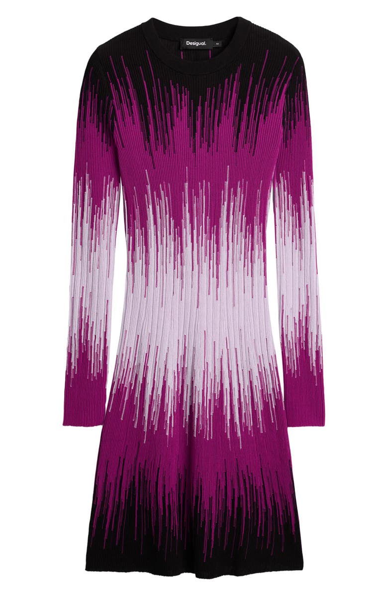 Desigual Ombré Long-Sleeve Rib Dress, Alternate, color, Pink