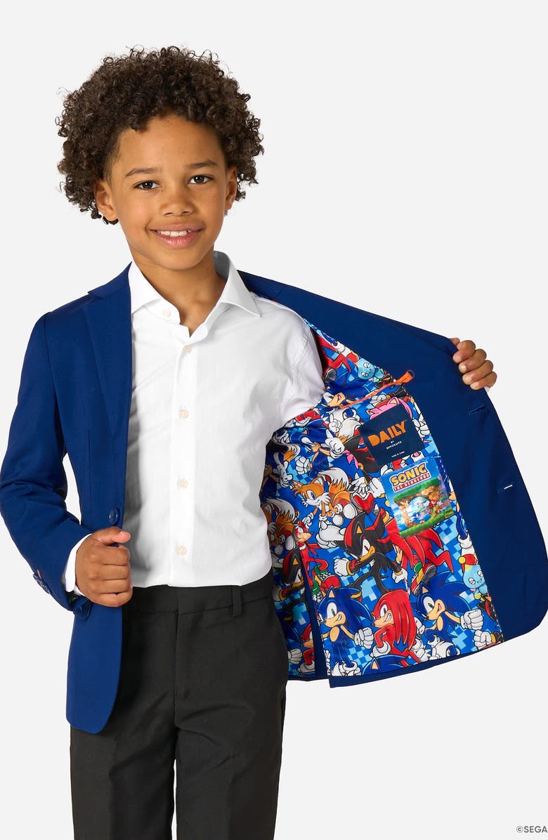 OppoSuits x Sonic the Hedgehog Kids' Daily Slim Fit Blue Sport Coat, Alternate, color, Blue