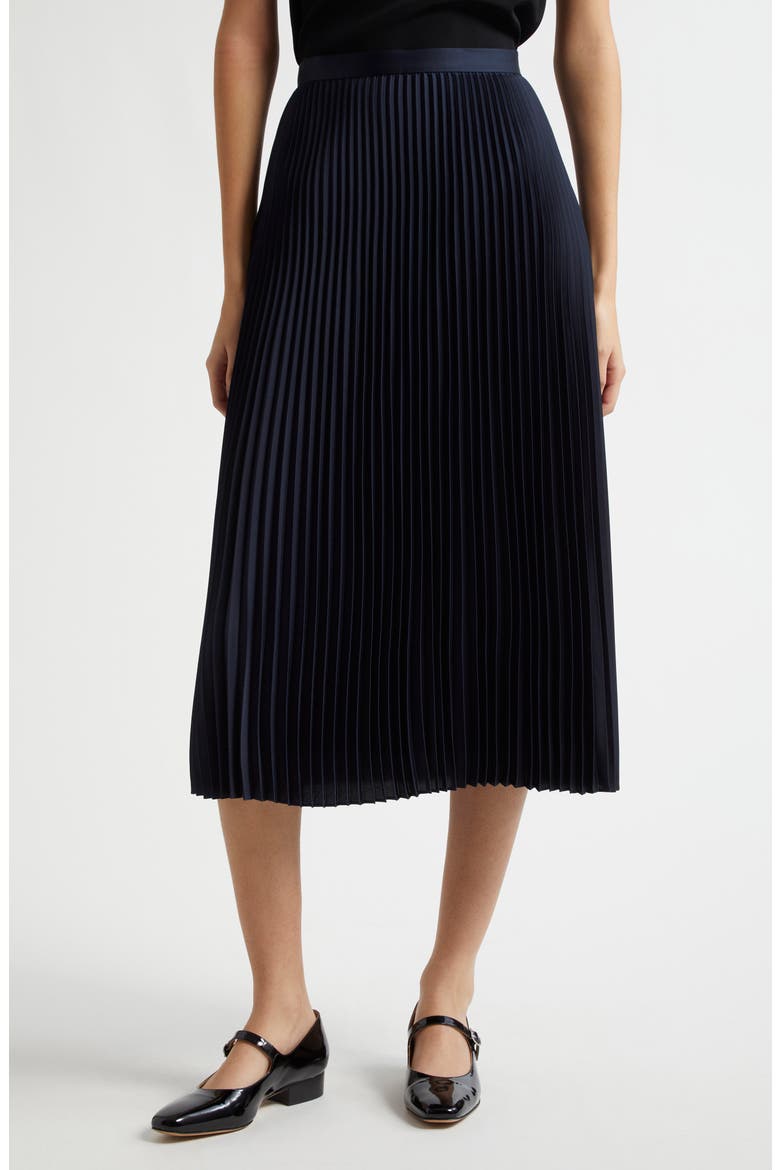 Pleat Satin Midi Skirt, Main, color, NCTRN WAY